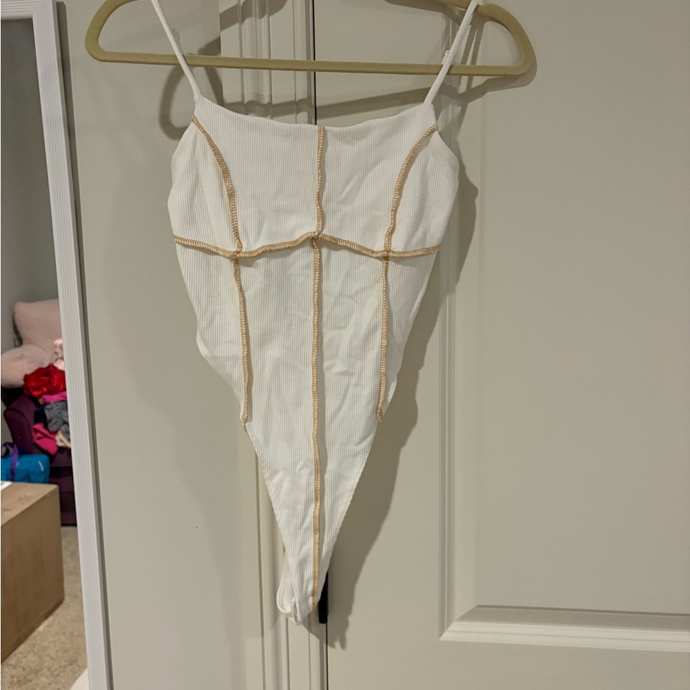 White and Tan Kids One Piece